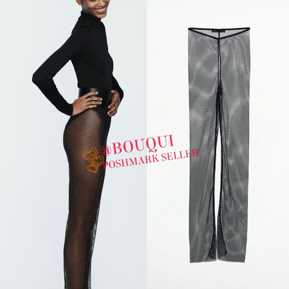 BLOGGERS FAV ZARA RHINESTONE SHIMMERY MESH PANTS - Picture 14 of 14